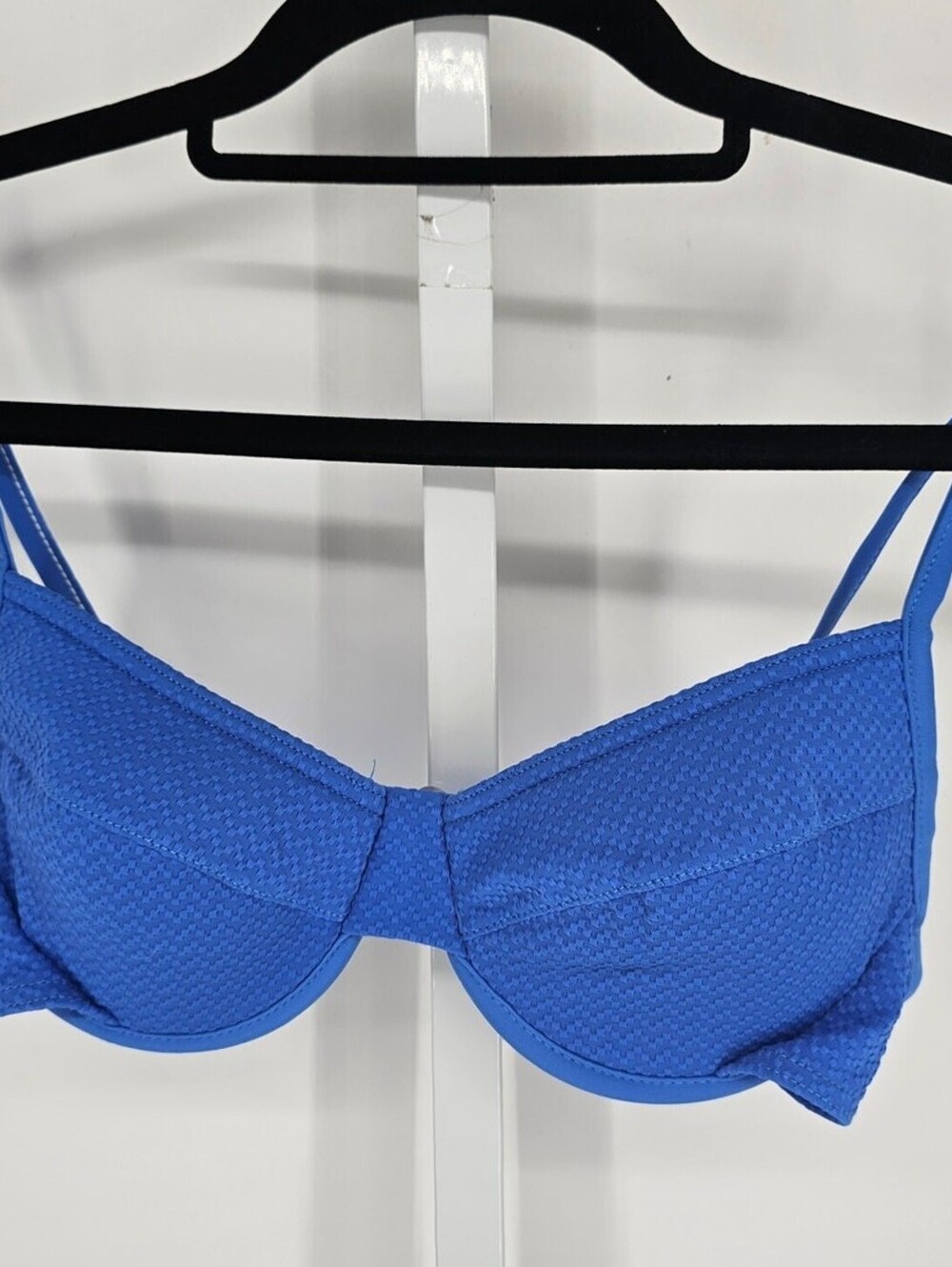 Vintage 1990s Baltex Womens Sz 10 Bikini Swimsuit Top Wired Blue